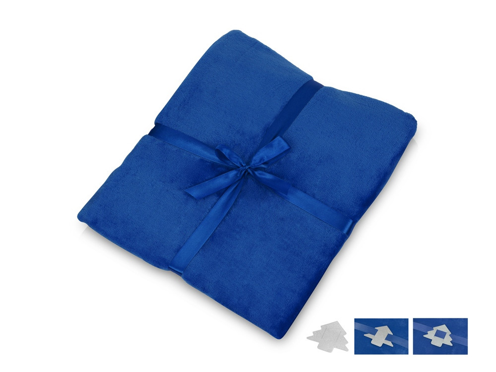 Плед флисовый Natty из переработанного пластика с новогодней биркой, синий - фото 1 - id-p112582433