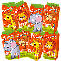 Салфетки Pamperino Kids влажные детские с ромашкой и витамином Е mix 8шт