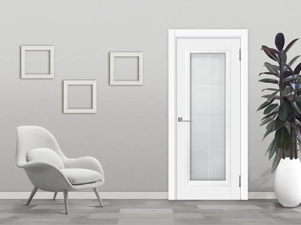 Межкомнатная дверь фабрики ВФД Барселона 1 белая эмаль со стеклом - фото 2 - id-p112592900