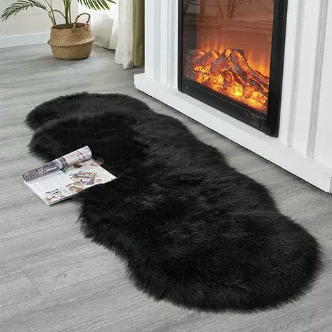 Пушистый ковер 120 на 60 черный