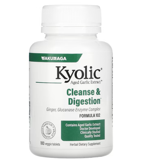 Kyolic, Экстракт выдержанного чеснока, формула 102 для удаления дрожжевого грибка и улучшения пищеварения, 100 - фото 1 - id-p89111560