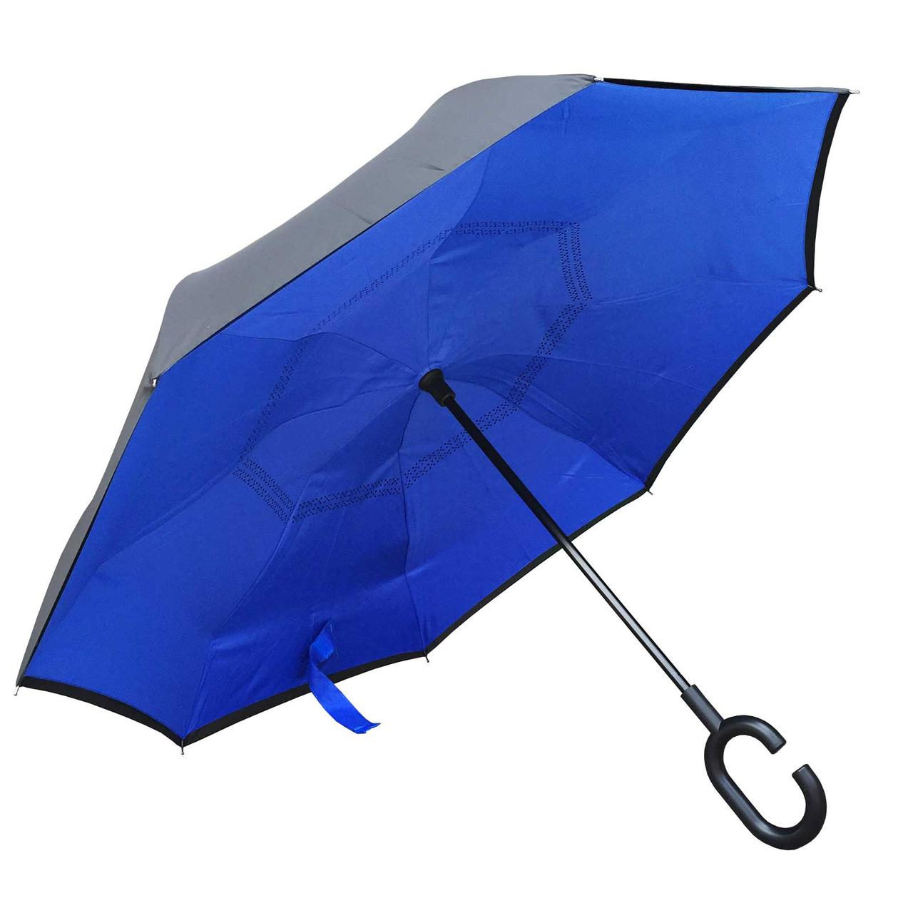 Умный зонт Наоборот, цвет синий + черный - фото 1 - id-p112593667