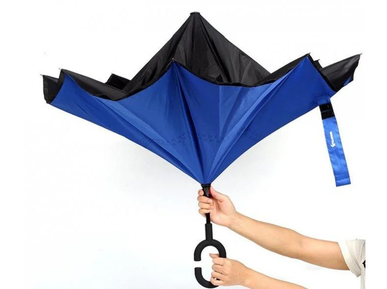 Умный зонт Наоборот, цвет синий + черный - фото 3 - id-p112593667