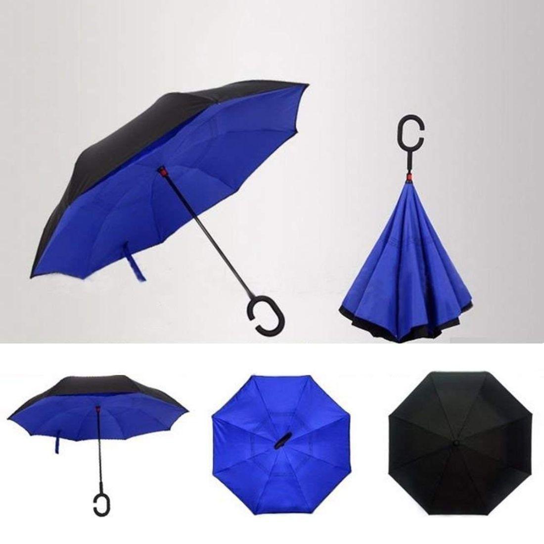 Умный зонт Наоборот, цвет синий + черный - фото 4 - id-p112593667