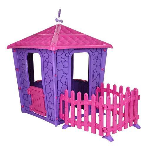 Pilsan детский игровой дом stone house с забором фиолетовый 114*174*151 - фото 2 - id-p112594157