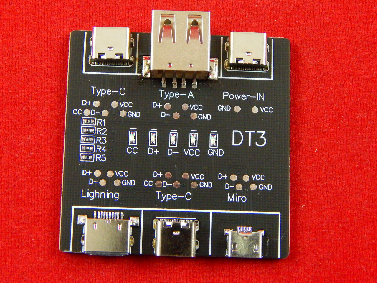 Тестер USB кабелей DT3 (Type-A, MicroUSB, Type-C, Lightning) - фото 1 - id-p112594612