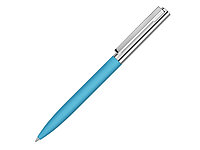 Ручка металлическая шариковая Bright GUM soft-touch с зеркальной гравировкой, голубой