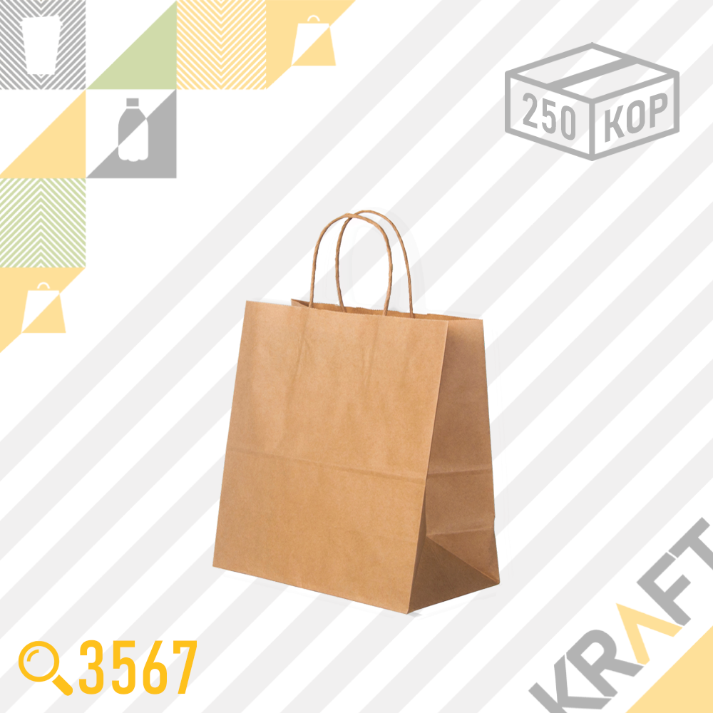 Бумажный пакет RETAIL BAG (Крученая ручка) 220x120x220 (70гр) (250шт/кор), фото 1