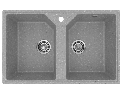 Мойка кухонная из искусственного камня, врезная CETUS С-770-003 серая двойная 770*490, фото 2