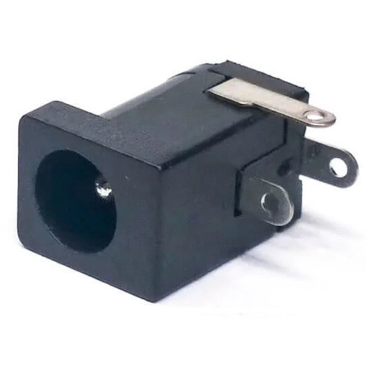 Разъем питания 5.5x2.5мм гнездо пластик на плату