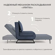 Кресло-кровать Алекс Лофт 82х83х92 см Сине-серый, фото 3