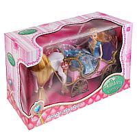 Игровой набор  для девочек "Кукла Барби с запряженной каретой и белой лошадкой" световой и музыкальный эффект