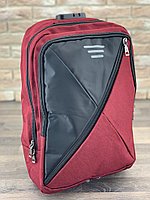 Городской рюкзак антивор с кодовым замком AUX и USB выходом со светоотражающими полосами темно красный (6709)
