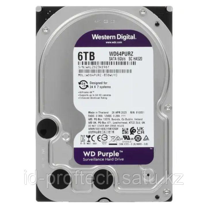 Жёсткий диск HDD 6 Tb SATA 6Gb-s Western Digital Purple WD64PURZ 3.5* 5640rpm 256Mb - фото 1 - id-p112623571