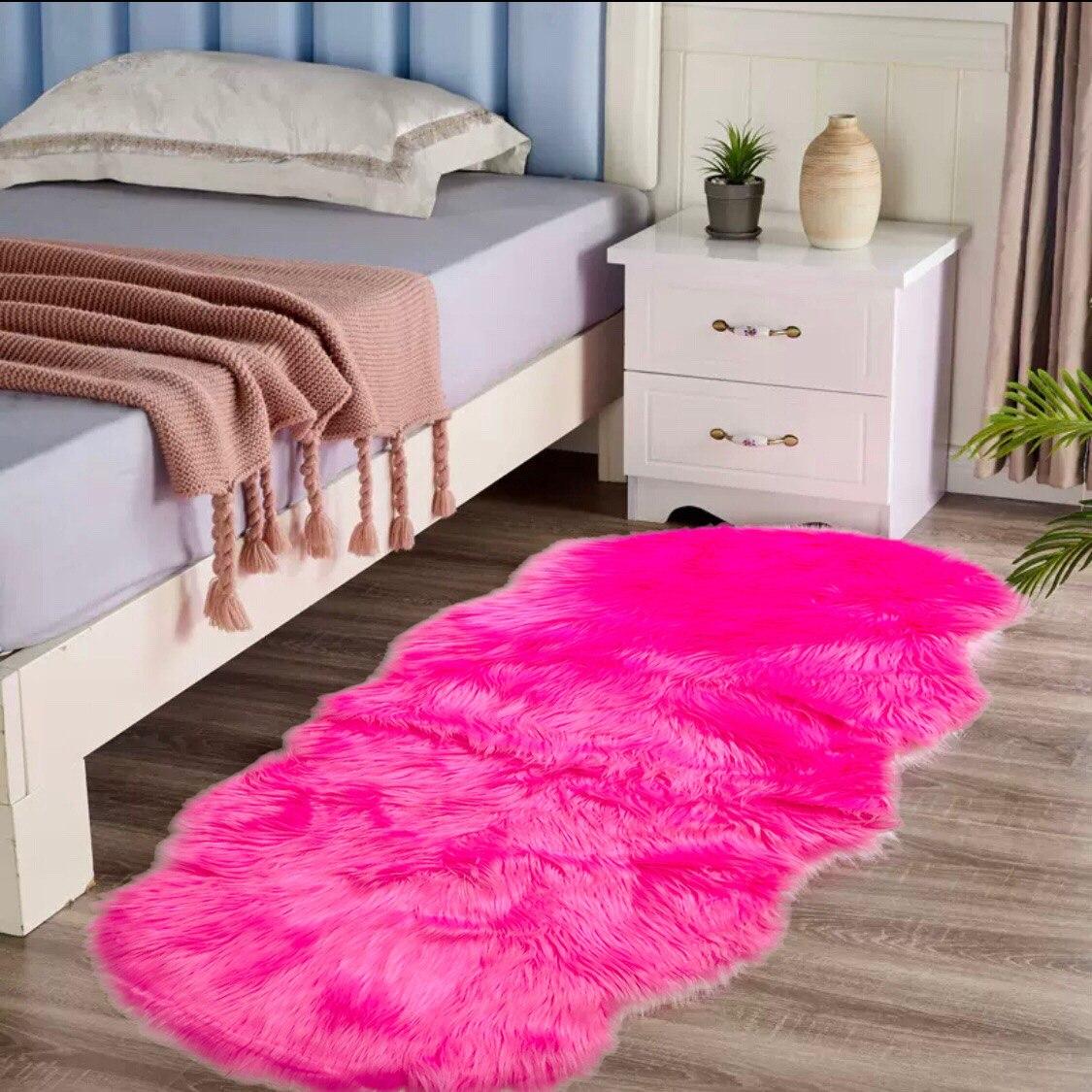 Пушистый ковер 120 на 60 розовый