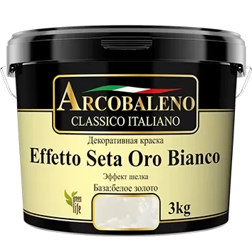 Effetto Seta Oro Bianco (Эффетто Сета "белое золото"), декоративная краска, Arcobaleno 1 кг - фото 2 - id-p112628732