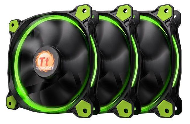 Вентилятор для корпуса Thermaltake Riing 12 LED Radiator Fan Green 3 Pack, CL-F055-PL12GR-A - фото 1 - id-p112629233