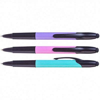 Ручка-стилус-текстовыделитель автоматическая "Hatber Trio 3 в 1", 0,7/1-3мм, синяя/бирюзовая, цветной корпус