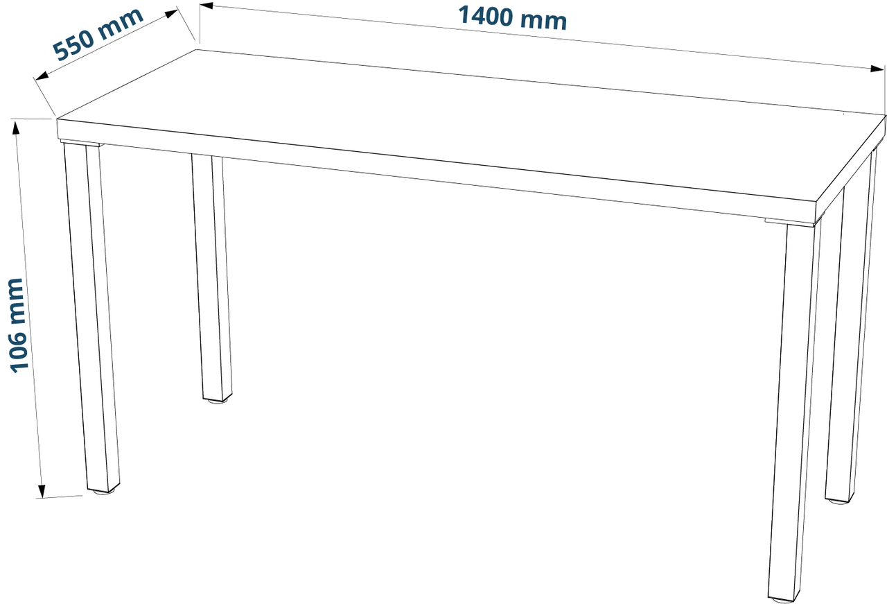 Стол письменный Ингар 2/ТТ (INGAR 2/TT) без ящиков белый, 140x55x75 см - фото 2 - id-p112633489