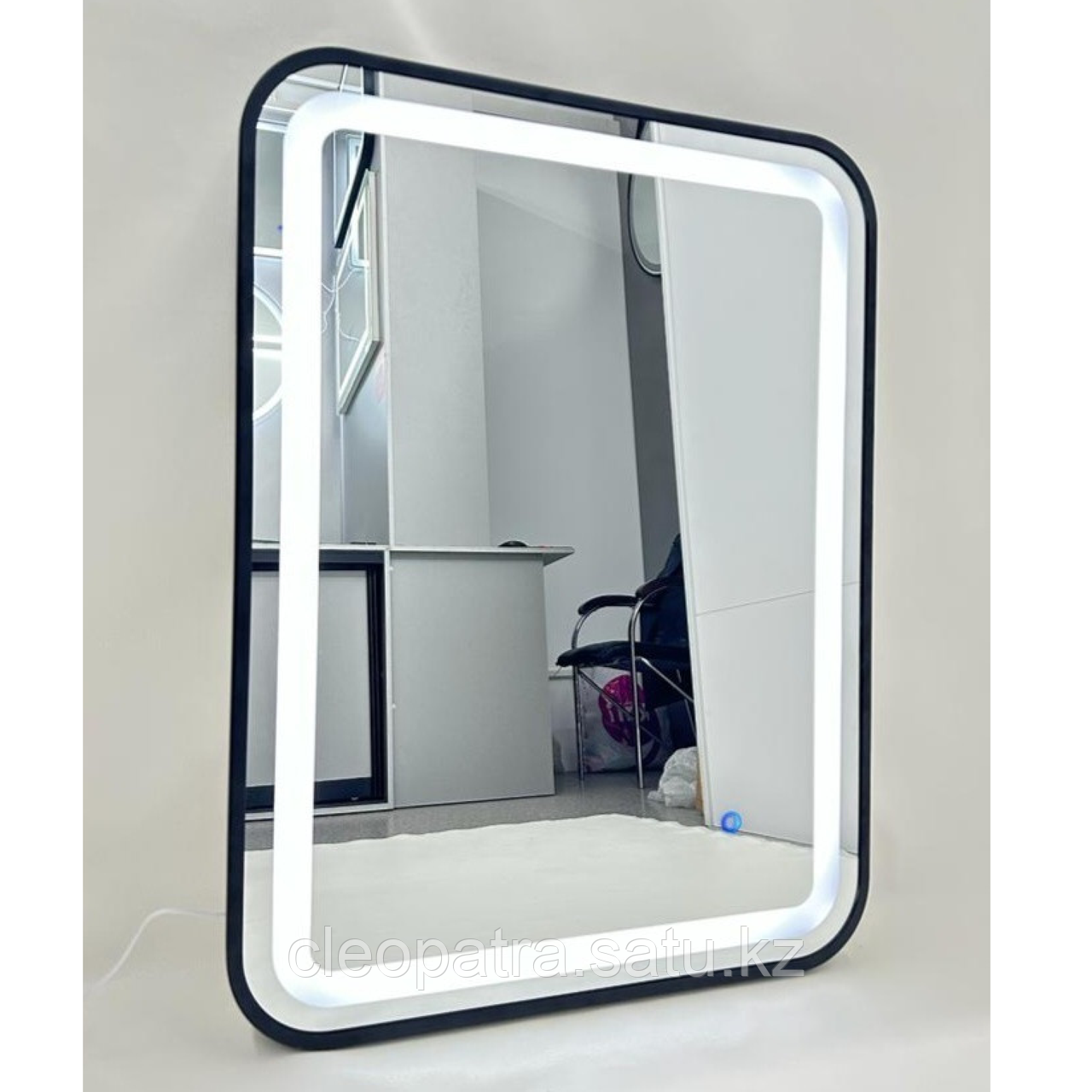 Зеркало 80*60 см с подсветкой с черной рамкой, горизонтальное/вертикальное