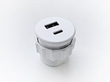 Shelbi Встраиваемая USB/C розетка 1 USB, 1 Type-C, шнур 1,5м, диаметр 30 мм, белый, фото 6