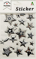 Декоративные наклейки звезды 21х13см серебристые
