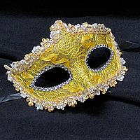 Венецианская маска Коломбина кружевная желтая