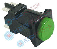 Выключатель нажимной кнопочный монтажные размеры 28,5x28,5 мм зелён. 2NO 250В