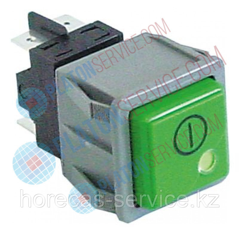 Выключатель кнопочный монтажные размеры 28,5x28,5 мм зелён. 2NO 250В - фото 1 - id-p112647948