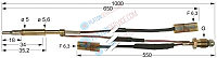 Термоэлемент M8x1 Д 1000мм плоский штекер ø5,0 мм с прерывателем F 6,3 мм