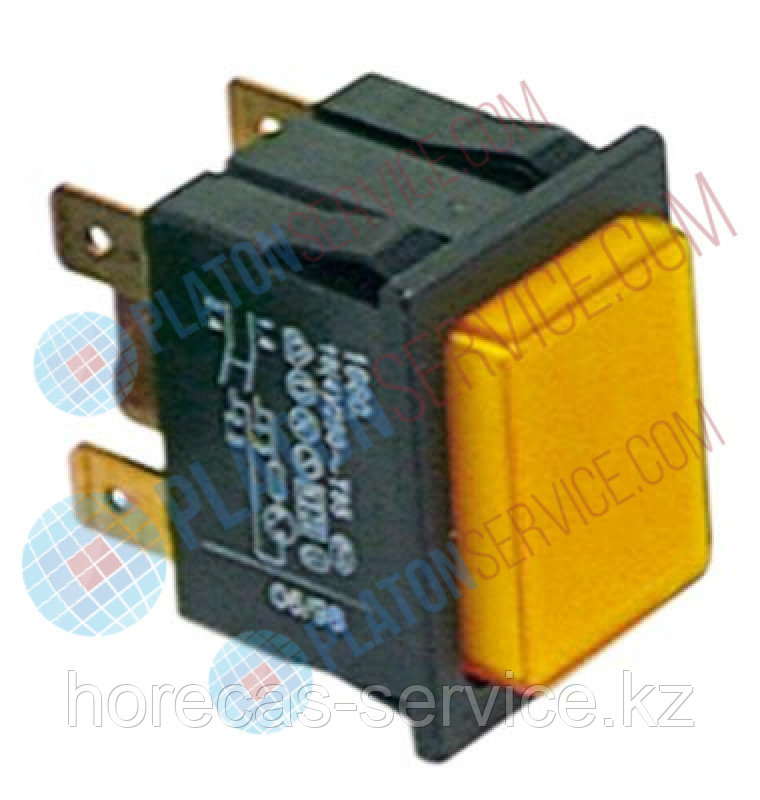 Выключатель кнопочный монтажные размеры 30x22 мм жёлт. 2NO 250В присоединение плоский штекер 6,3 мм - фото 1 - id-p112647999