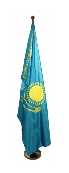 Флаг Республики Казахстан кабинетный с флагштоком в комплекте.