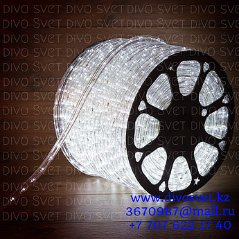 Светодиодный дюралайт IP65, 8mm, 17 диодов/м 220V. LED дюралайт, белый холодный, теплый белый.