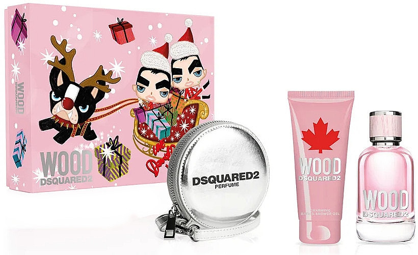 Dsquared2 Wood For Her Gift Set edt 100ml+ shower gel 100ml+ purse - фото 1 - id-p111829785