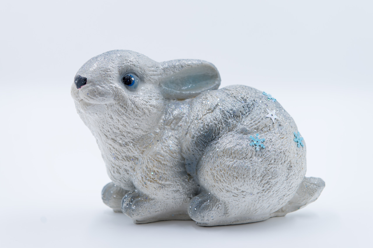 Новогодняя фигурка из гипса Заяц малый 13×20×15см