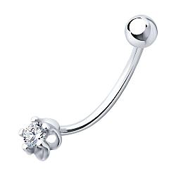 Пирсинг из серебра с фианитом Diamant 94-160-02041-1 серебро с родием