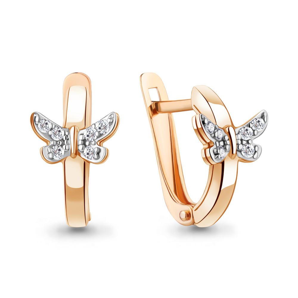 Серебряные детские серьги Фианит Aquamarine 400042А.6 серебро с позолотой