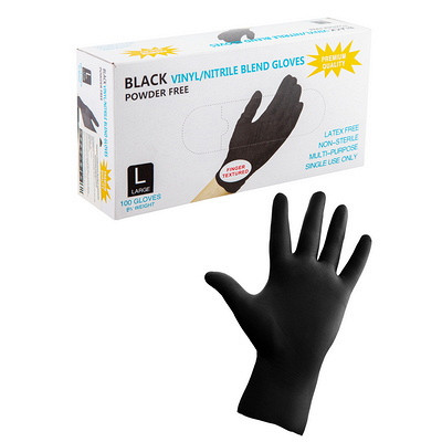 Перчатки винил-нитрил, смотровые, неопудренные,черные, размер L, - фото 1 - id-p109846607