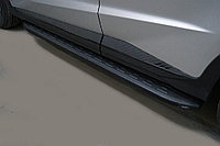 Пороги алюминиевые с пластиковой накладкой (карбон черные) 1720 мм ТСС для Jetour X70 Plus 2023-