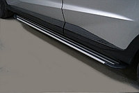 Пороги алюминиевые ''Slim Line Silver'' 1720 мм ТСС для Jetour X70 Plus 2023-