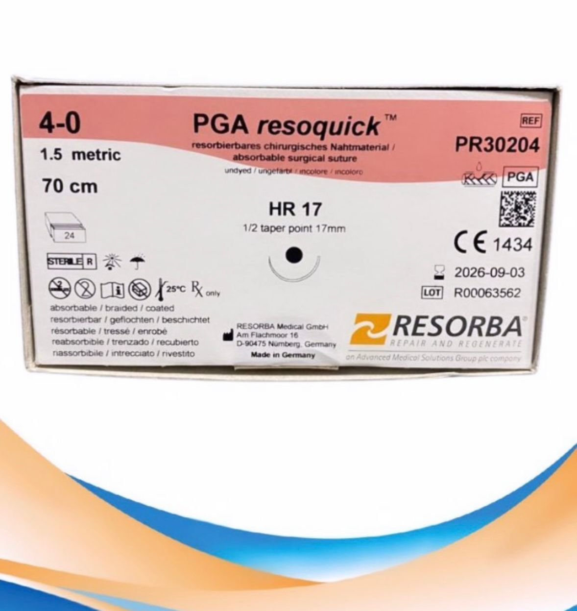 Шовный материал ПГА РЕЗОКВИК (PGA RESOQUICK) - нить хирургическая, USP4-0(М1,5), HR 17 мм, 1/8, 70cм. - фото 1 - id-p82303450