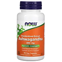 Ашваганда, стандартизованный экстракт, 450 мг, 90 растительных капсул, NOW Foods