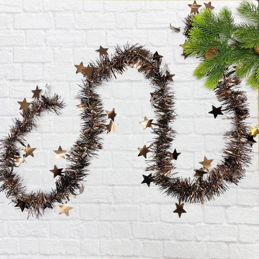 Мишура со звездами 175*6 см для обшивки костюмов коричневый