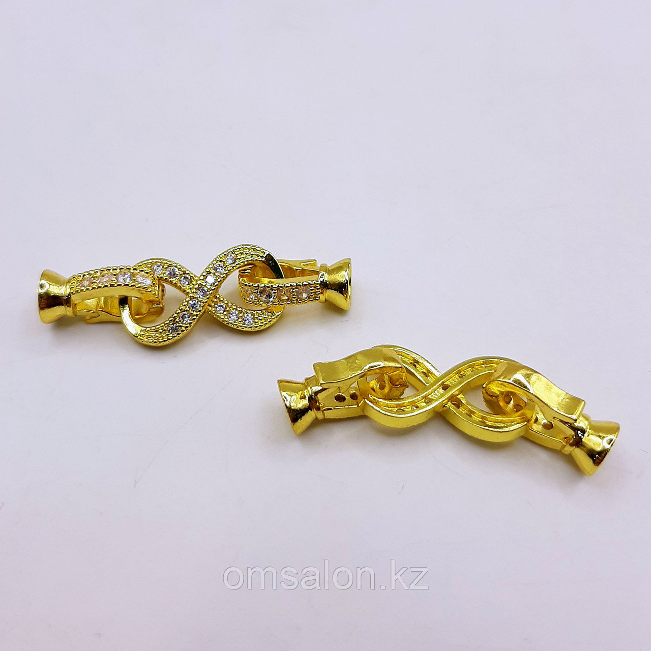 Замок с фианитами, в форме бесконечности, 40х10мм, фото 1