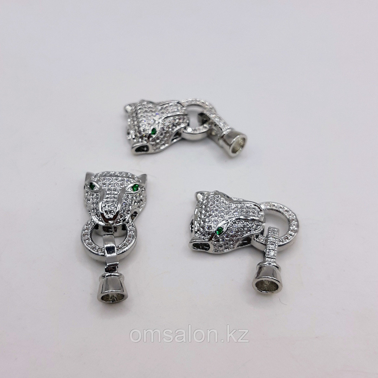 Замок Барс с фианитами, 30х15х7мм, фото 1