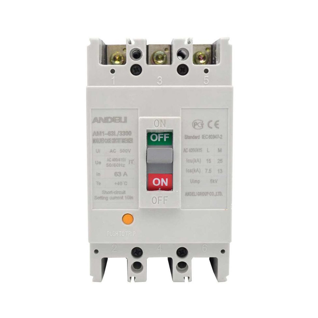 Автоматический выключатель ANDELI AM1-63L 3P 50A - фото 2 - id-p112679272