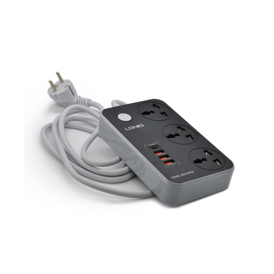 Сетевой фильтр LDNIO Universal SC3412 3 розетки 1*USB-C 12V-1.67A 3*USB 5V/3.4A Портов 2м - фото 3 - id-p112678956