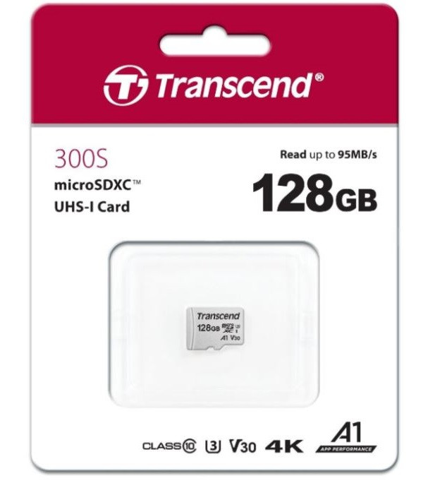 Карта памяти MicroSD 128GB Class 10 U3 Transcend TS128GUSD300S - фото 2 - id-p112684270