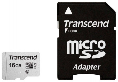Карта памяти MicroSD 16GB Class 10 U1 Transcend TS16GUSD300S-A - фото 1 - id-p112684540
