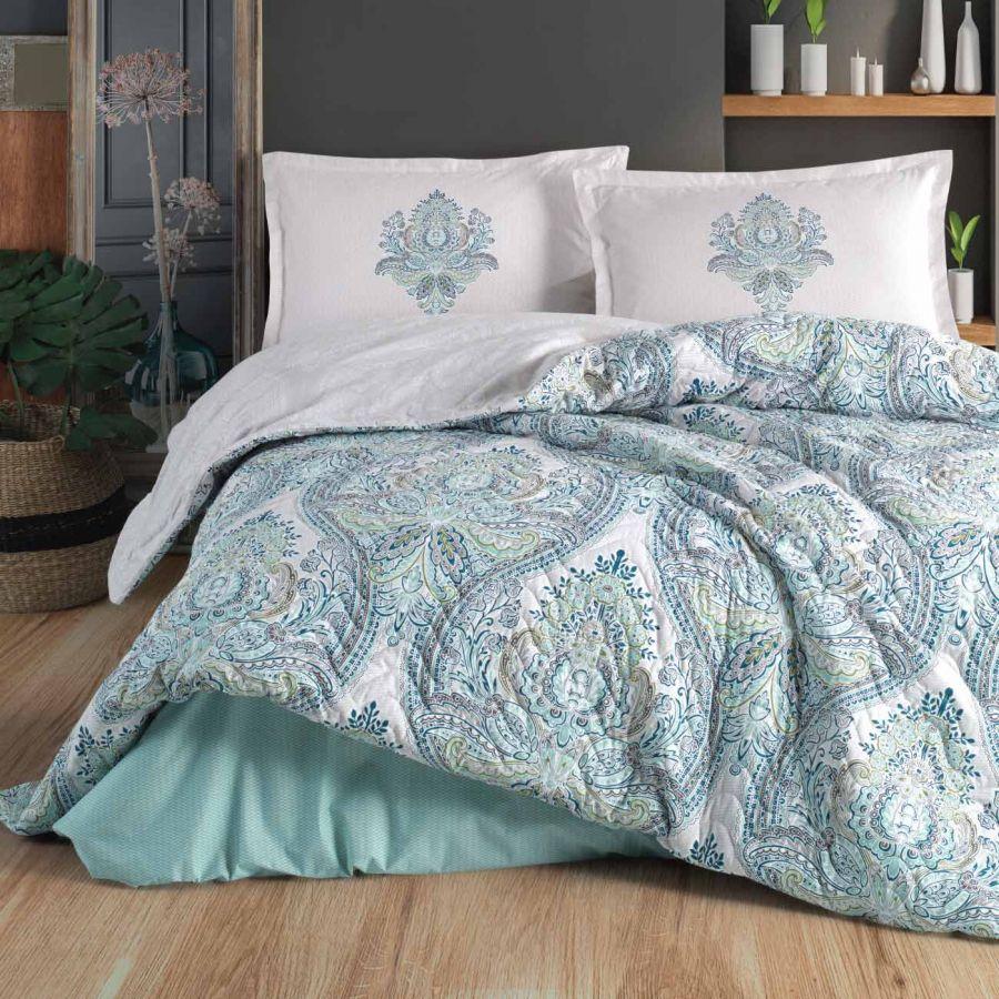 Набор постельного белья с одеялом Ранфорс 4 сезона Clasy Ruma (2-х спальное) Blue Турция - фото 1 - id-p112685372